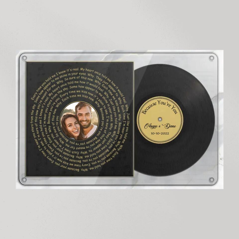 Vinyl Record With Favorite Song Lyrics Custom Canvas Poster Anniversary Gift For Couples