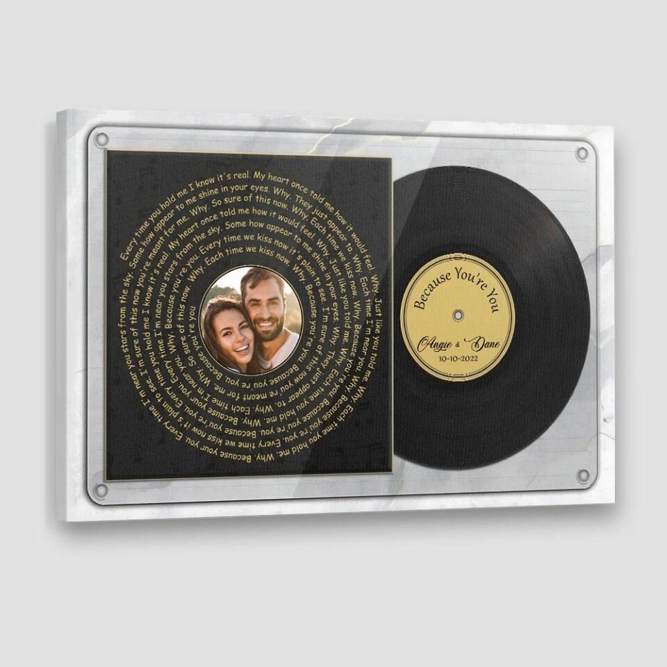 Vinyl Record With Favorite Song Lyrics Custom Canvas Poster Anniversary Gift For Couples
