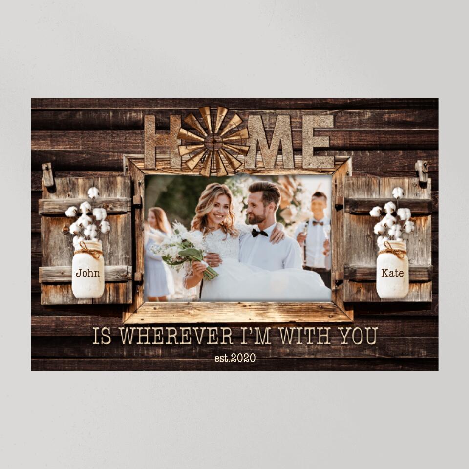 Home Is Wherever I&#39;m With You-Best Personalized Canvas Poster For Wedding Anniversary-208IHPTHCA044
