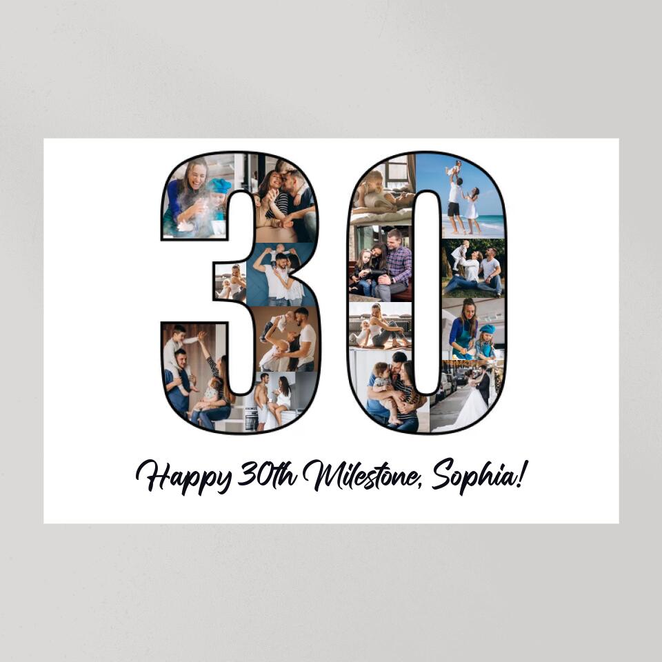 Happy 30th Birthday Milestone Custom Canvas Poster Birthday Gift For Wife