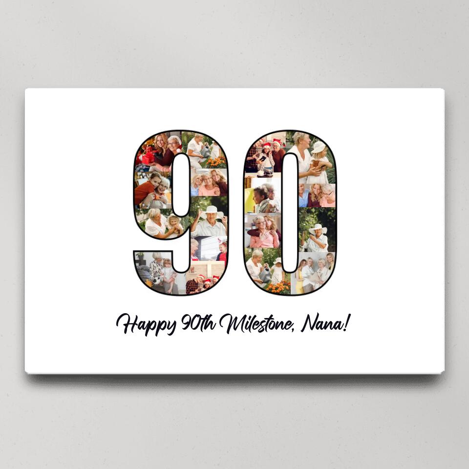 Happy 90th Birthday Milestone Custom Canvas Poster Birthday Gift For Grandparents