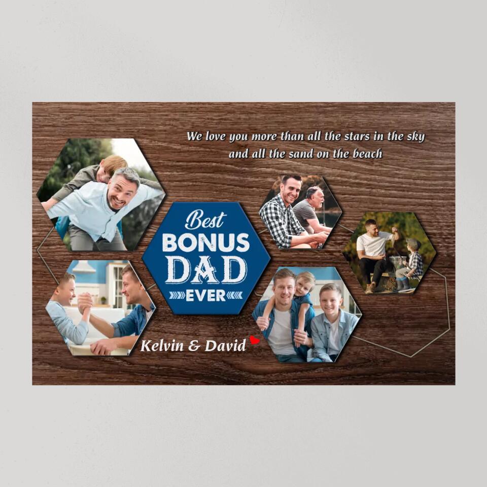 Best Bonus Dad Ever Custom Canvas Poster Birthday Gift For Step Father