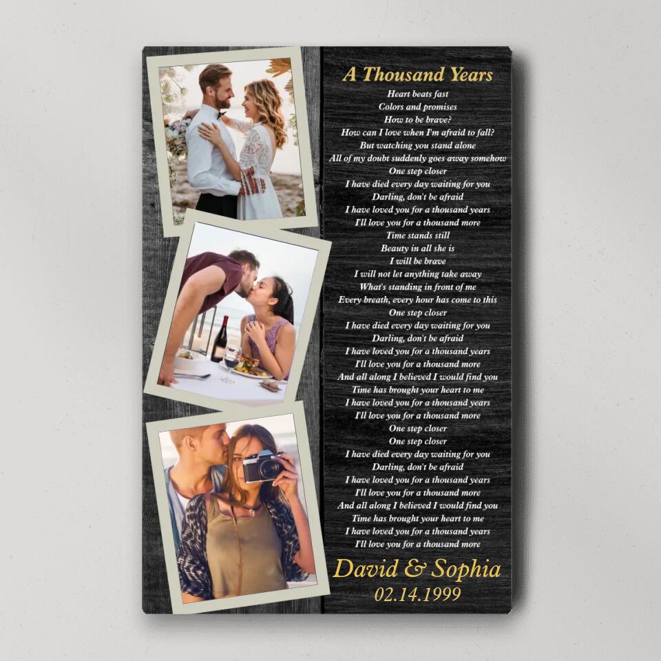 Favorite Song Lyrics And Photo Custom Canvas Poster Anniversary Gift For Couples