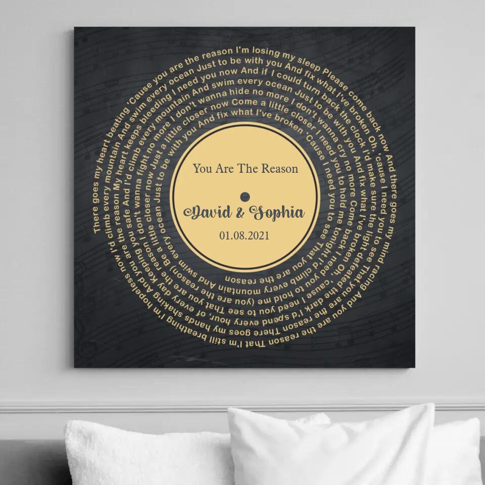 Personalized Valentine Gifts - Custom Vinyl Record - Personalized Song Lyrics - Wall Art, Canvas/Poster - Wedding, Anniversary Gift For Couples