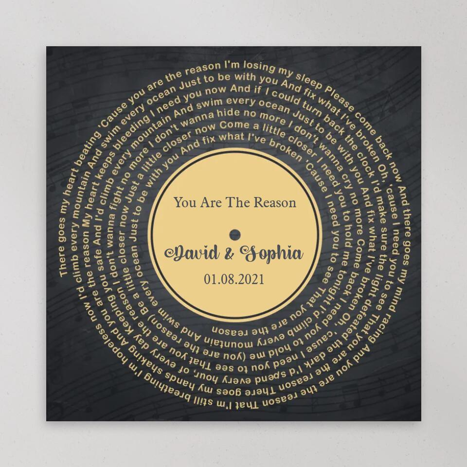 Personalized Valentine Gifts - Custom Vinyl Record - Personalized Song Lyrics - Wall Art, Canvas/Poster - Wedding, Anniversary Gift For Couples