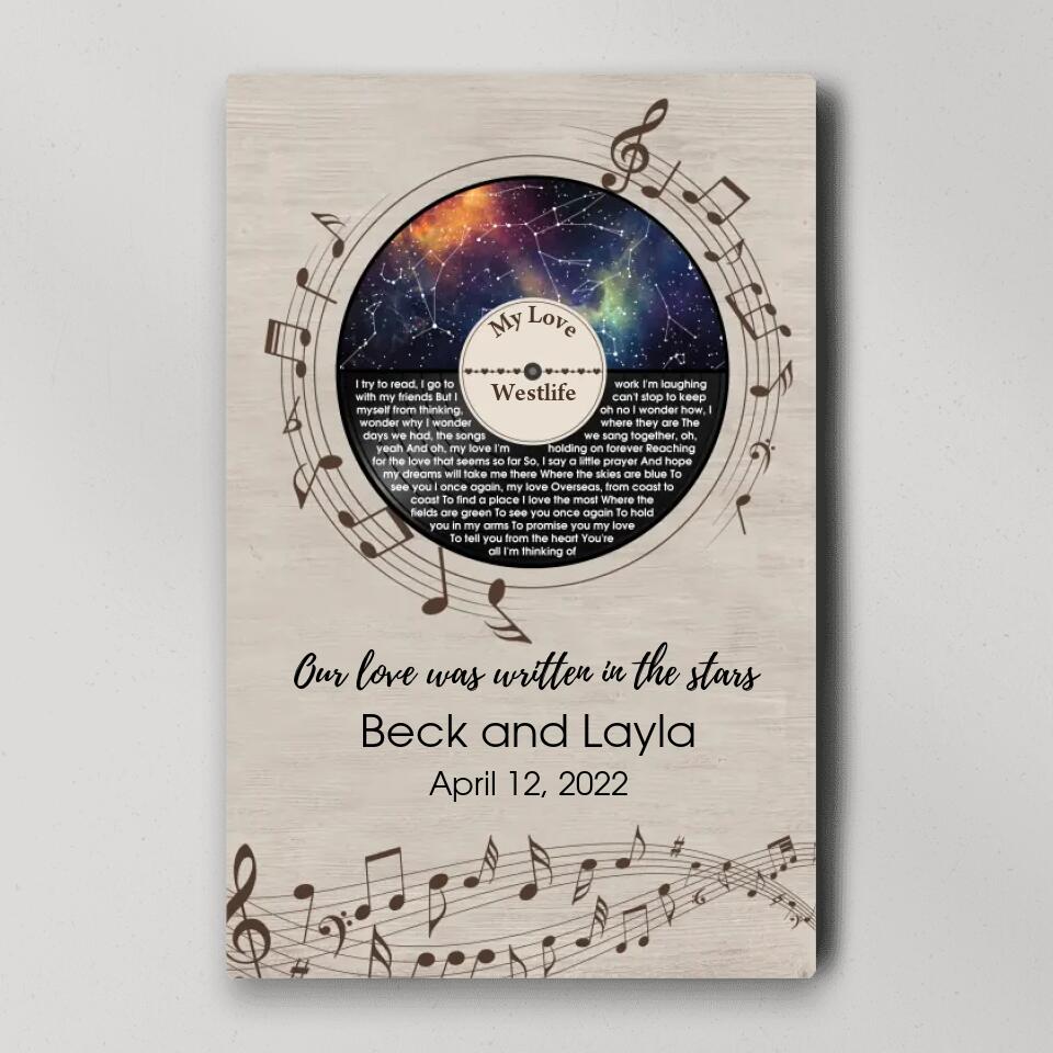 Our Love Was Written In The Stars Custom Canvas Poster Anniversary Gift For Couples