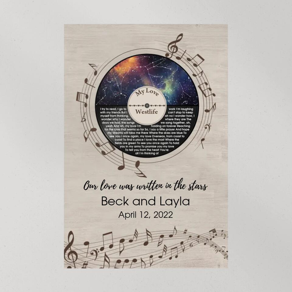 Our Love Was Written In The Stars Custom Canvas Poster Anniversary Gift For Couples