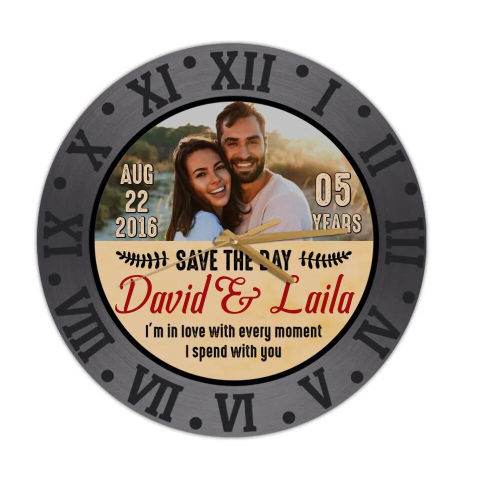 I'm In Love With Every Moment I'm Spend With You - Personalized Wall Clock - Best Gifts for Him Her Couple Parents on Birthdays Anniversaries Valentine - 210IHPNPWC375