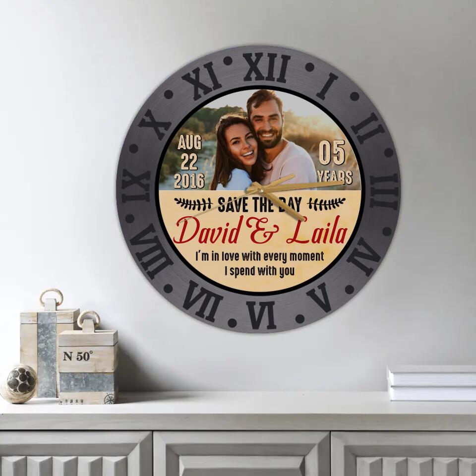 I'm In Love With Every Moment I'm Spend With You - Personalized Wall Clock - Best Gifts for Him Her Couple Parents on Birthdays Anniversaries Valentine - 210IHPNPWC375