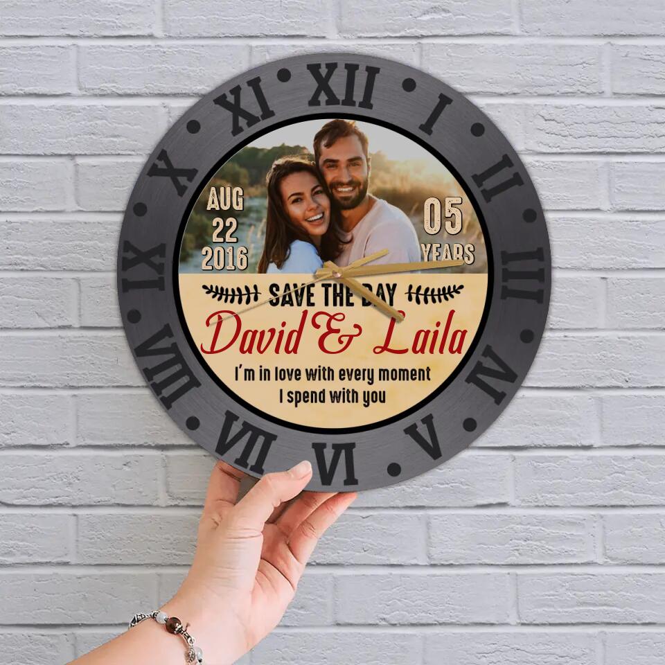 I'm In Love With Every Moment I'm Spend With You - Personalized Wall Clock - Best Gifts for Him Her Couple Parents on Birthdays Anniversaries Valentine - 210IHPNPWC375
