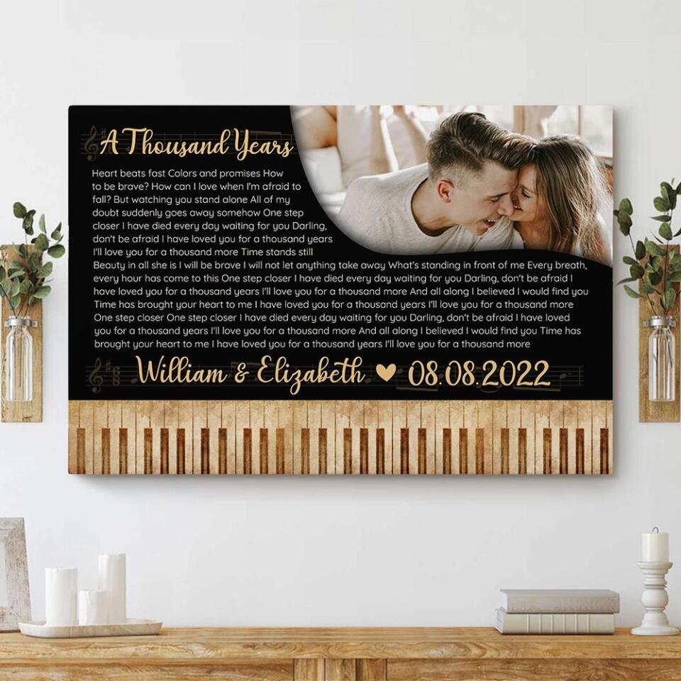 Piano Art Favorite Song Lyrics Custom Canvas Poster Anniversary Gift For Couples