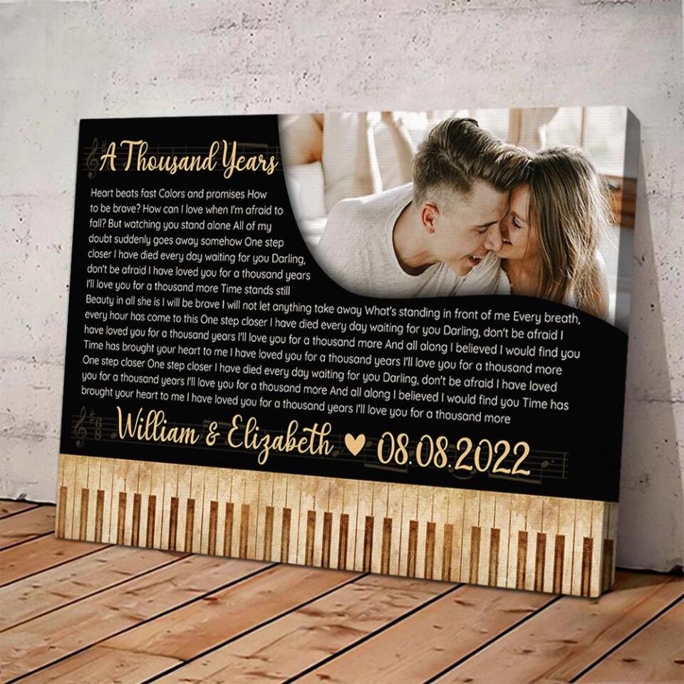 Piano Art Favorite Song Lyrics Custom Canvas Poster Anniversary Gift For Couples
