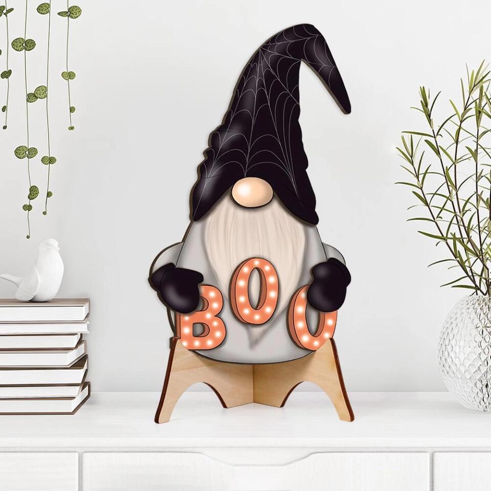 Gnome Trick Or Treat Custom Wooden Art Halloween Gift Housewarming Gift