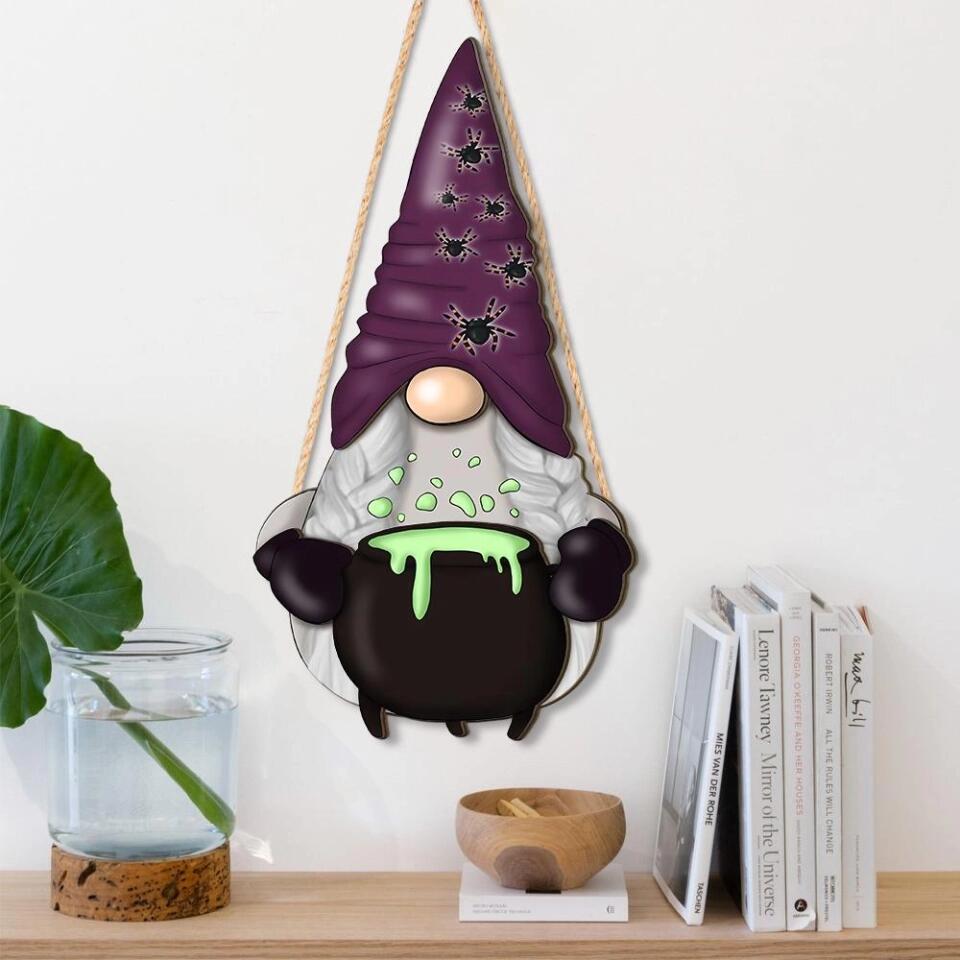 Gnome Trick Or Treat Custom Wooden Art Halloween Gift Housewarming Gift