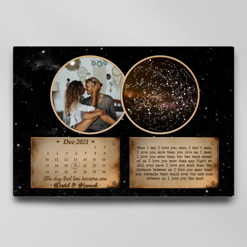 Personalized Valentine Gifts - The Day That Two Become One Custom Star Map Canvas Poster Anniversary Gift For Couples
