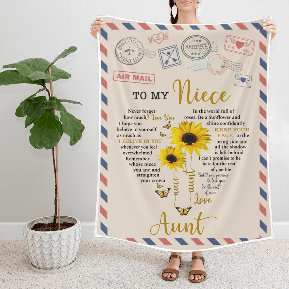 To My Niece - Never Forget How Much I Love You - Personalized Fleece Blanket - Custom Gift for Niece from Aunt - Bedding Decor