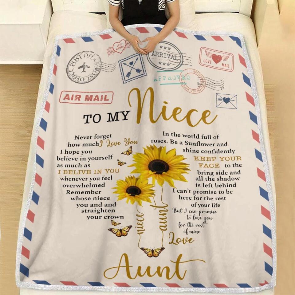 To My Niece - Never Forget How Much I Love You - Personalized Fleece Blanket - Custom Gift for Niece from Aunt - Bedding Decor