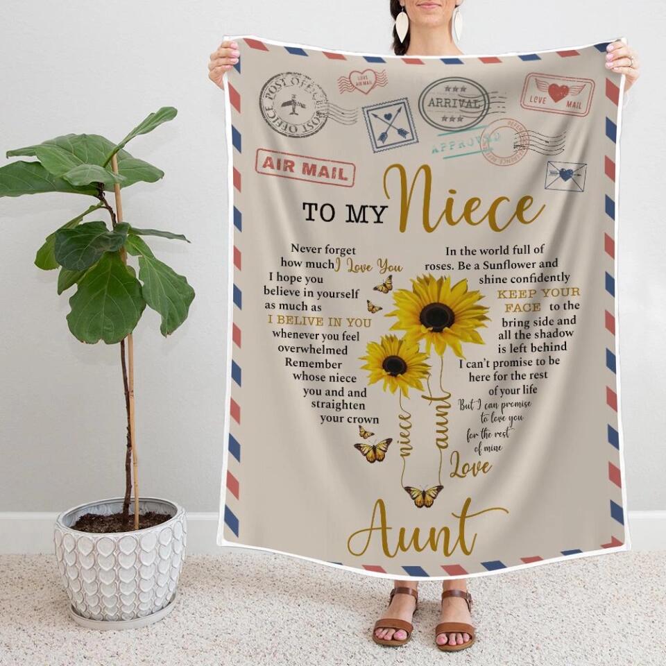 To My Niece - Never Forget How Much I Love You - Personalized Fleece Blanket - Custom Gift for Niece from Aunt - Bedding Decor
