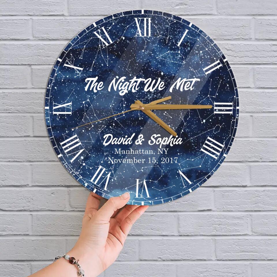 Couple Wooden Sign The Night We Met Wall Clock Custom Star Map Wall Clock Anniversary Gift