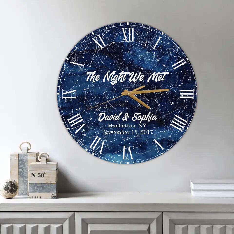 Couple Wooden Sign The Night We Met Wall Clock Custom Star Map Wall Clock Anniversary Gift