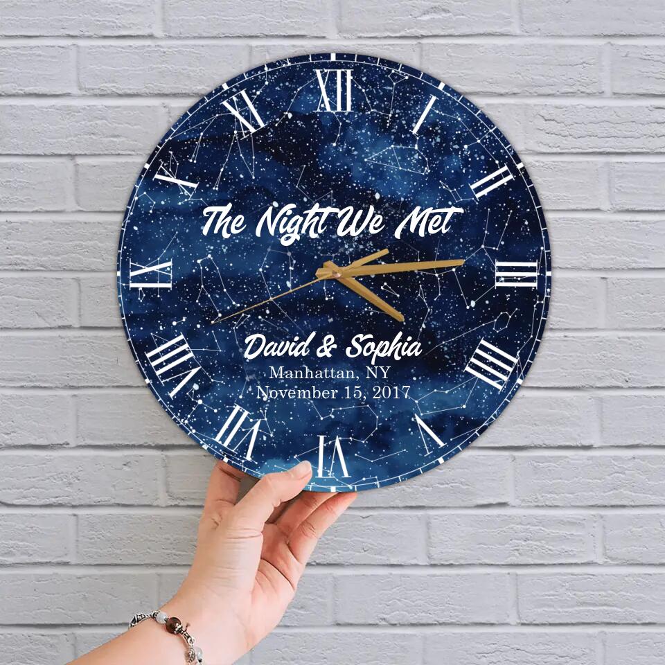 Couple Wooden Sign The Night We Met Wall Clock Custom Star Map Wall Clock Anniversary Gift