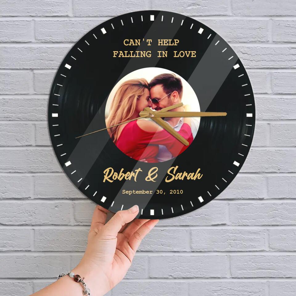 Vinyl Record Wall Clock - Best Anniversary Personalized Gift for Couple, Husband And Wife - Perfect Gift Home Decor, Wall Clock - 210IHNLNWC728