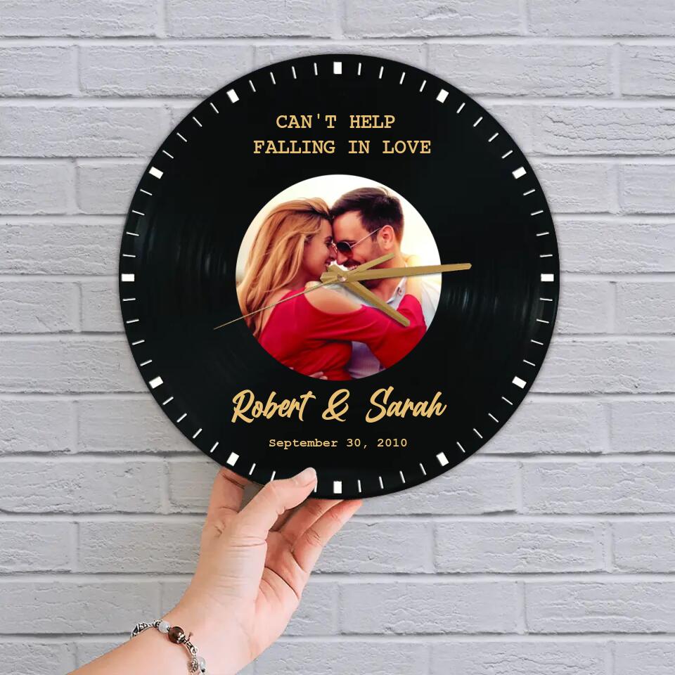 Vinyl Record Wall Clock - Best Anniversary Personalized Gift for Couple, Husband And Wife - Perfect Gift Home Decor, Wall Clock - 210IHNLNWC728