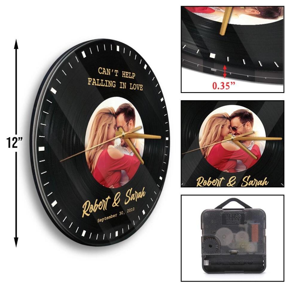 Vinyl Record Wall Clock - Best Anniversary Personalized Gift for Couple, Husband And Wife - Perfect Gift Home Decor, Wall Clock - 210IHNLNWC728