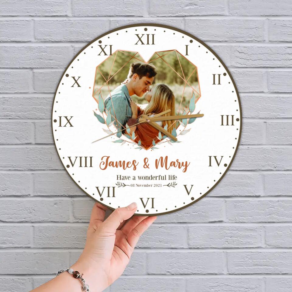 Personalized Anniversary Wall Clock - Best Gift for Her/ Wife - Meaningful Home Decor for Husband and Wife - 210IHNLNWC726