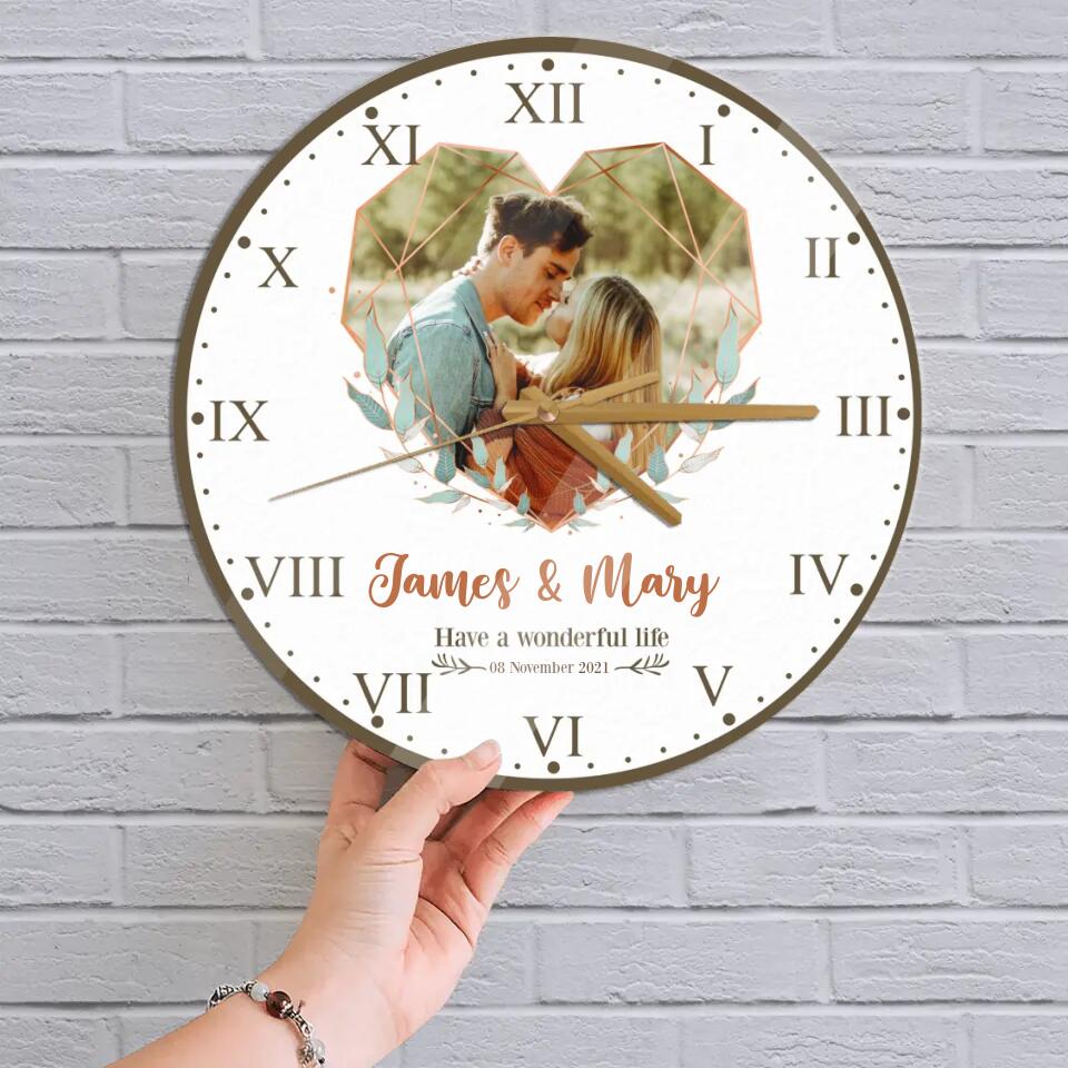 Personalized Anniversary Wall Clock - Best Gift for Her/ Wife - Meaningful Home Decor for Husband and Wife - 210IHNLNWC726