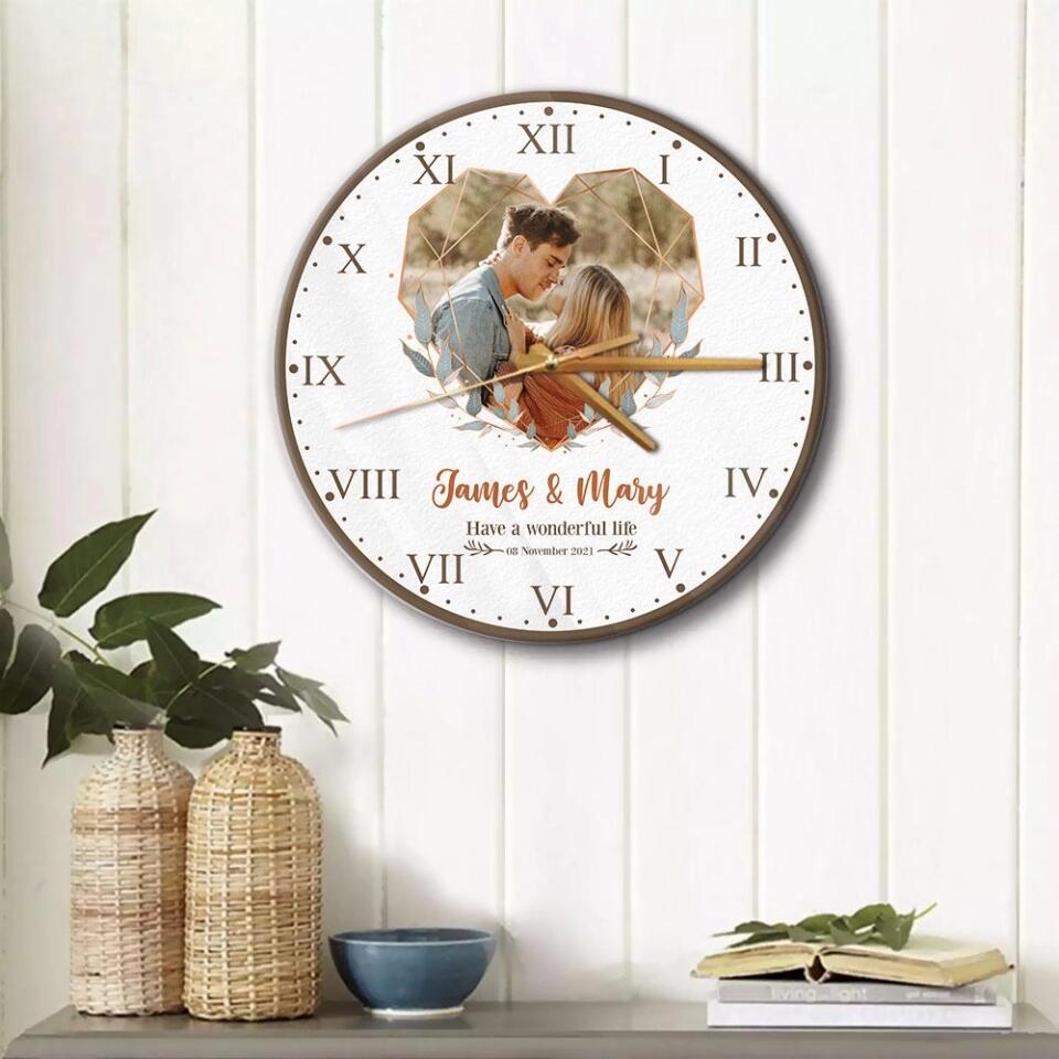 Personalized Anniversary Wall Clock - Best Gift for Her/ Wife - Meaningful Home Decor for Husband and Wife - 210IHNLNWC726