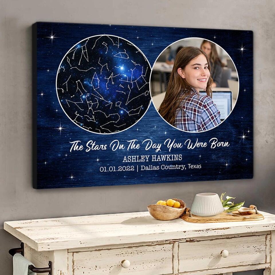 The Stars On The Day You Were Born Custom Canvas Poster Birthday Gifts For Him For Her