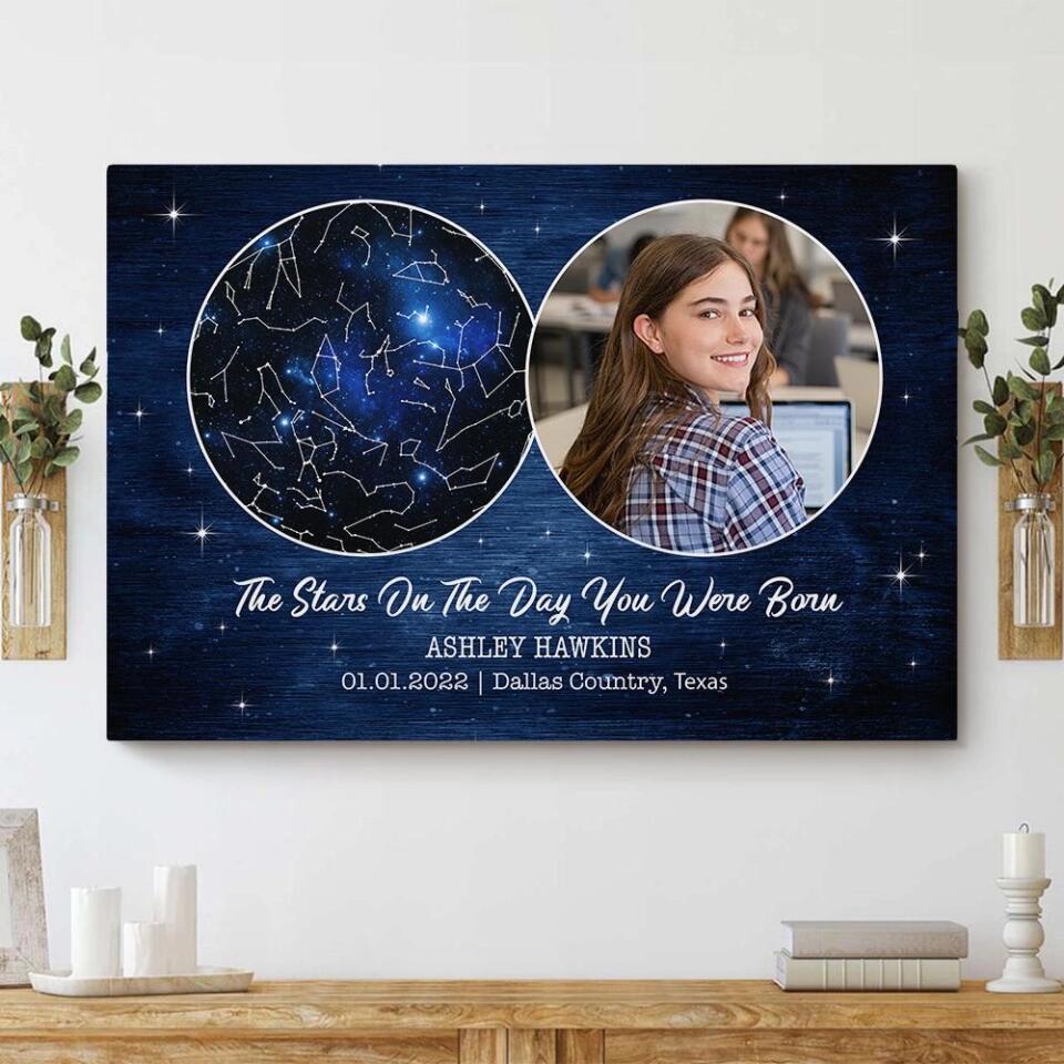 The Stars On The Day You Were Born Custom Canvas Poster Birthday Gifts For Him For Her