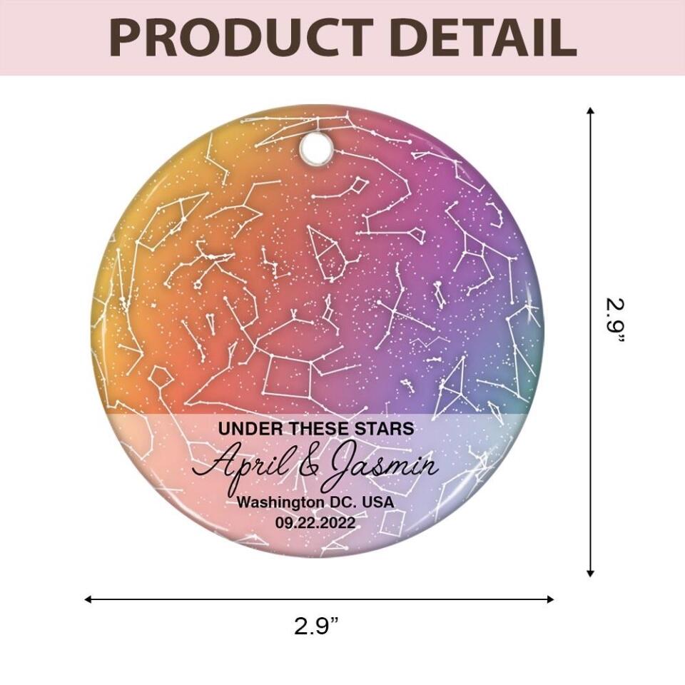 Under These Stars Personalized Star Map Ornament Christmas Gift for Lesbian Couple