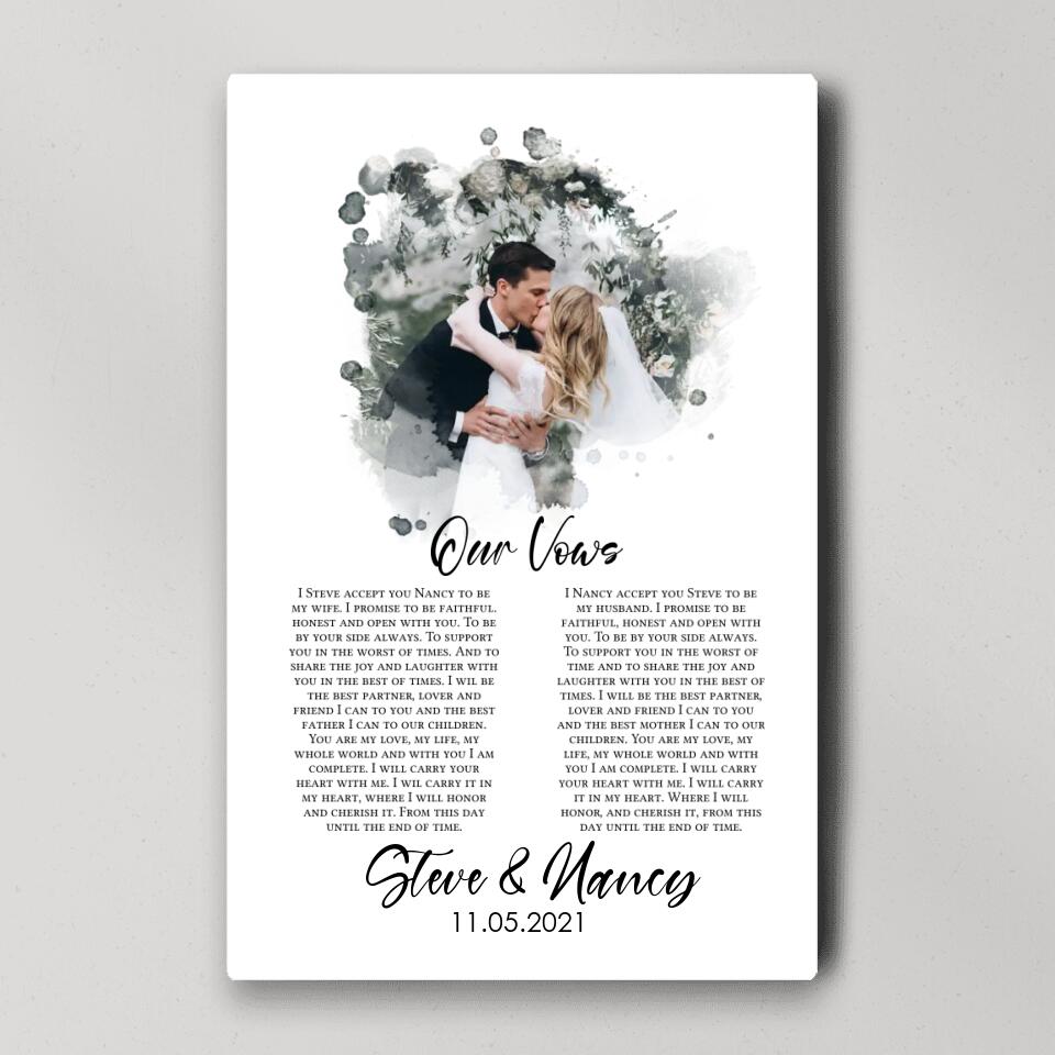 Personalized Our Vows - Best Anniversary Gift For Husband and Wife - Custom Photo and Vows - 209IHNBNCA635