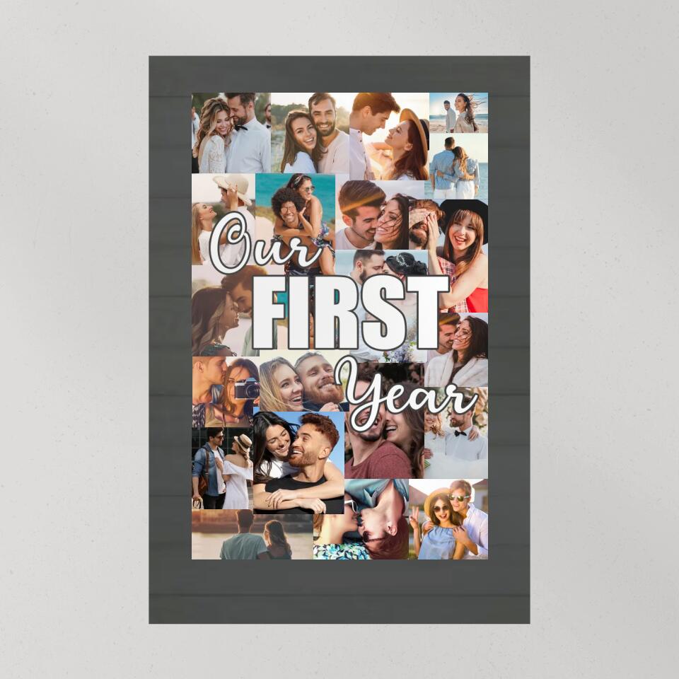 Our First Year Photo Collage Custom Canvas Poster 1 Year Anniversary Gift For Couples