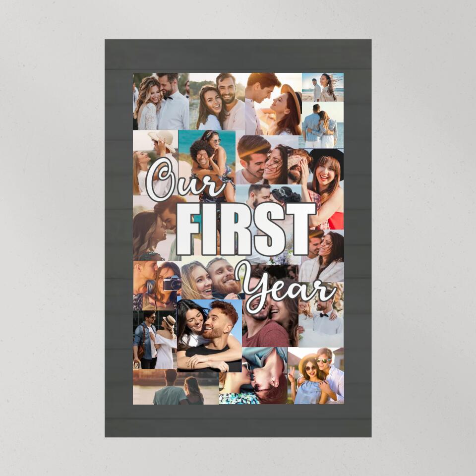 Our First Year Photo Collage Custom Canvas Poster 1 Year Anniversary Gift For Couples