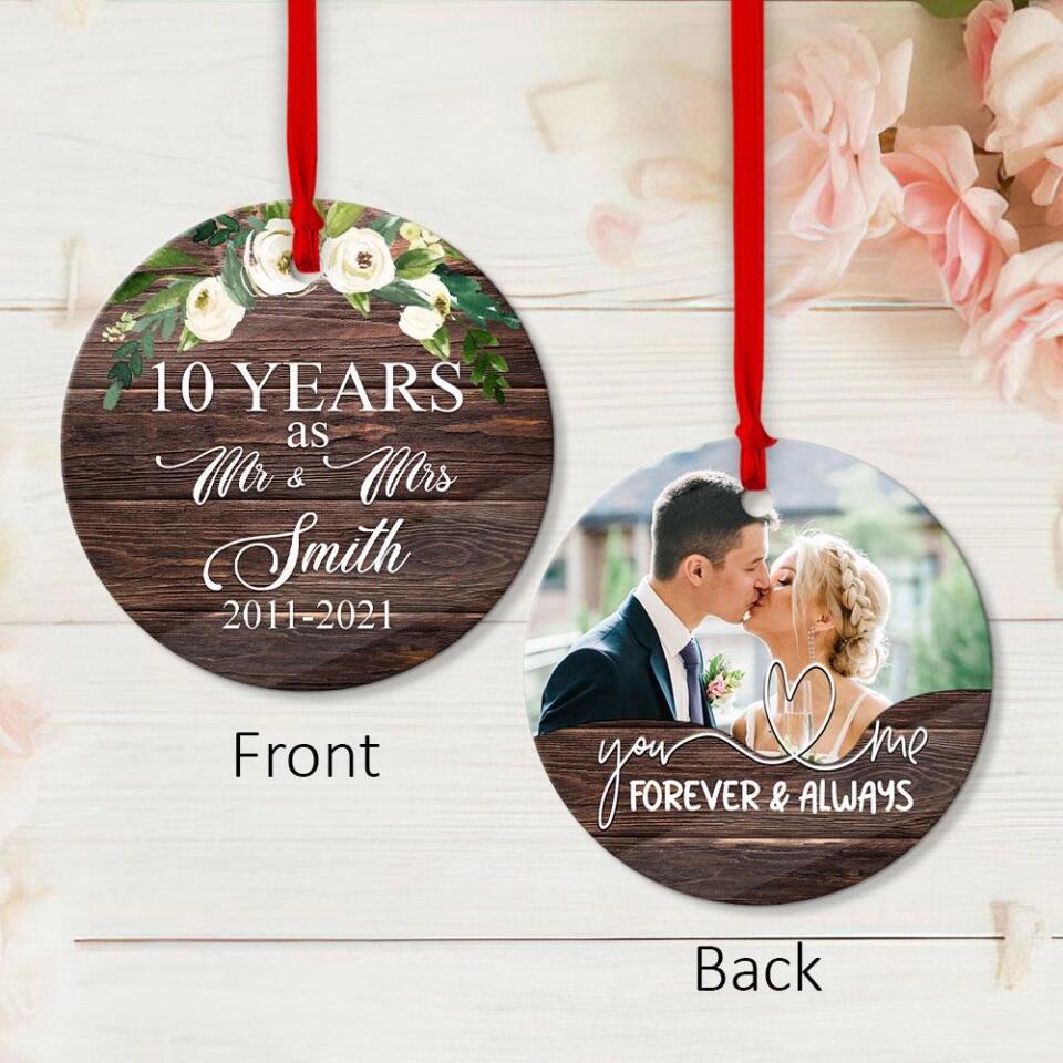 You and Me Forever and Always Custom Name and Photo Ornament