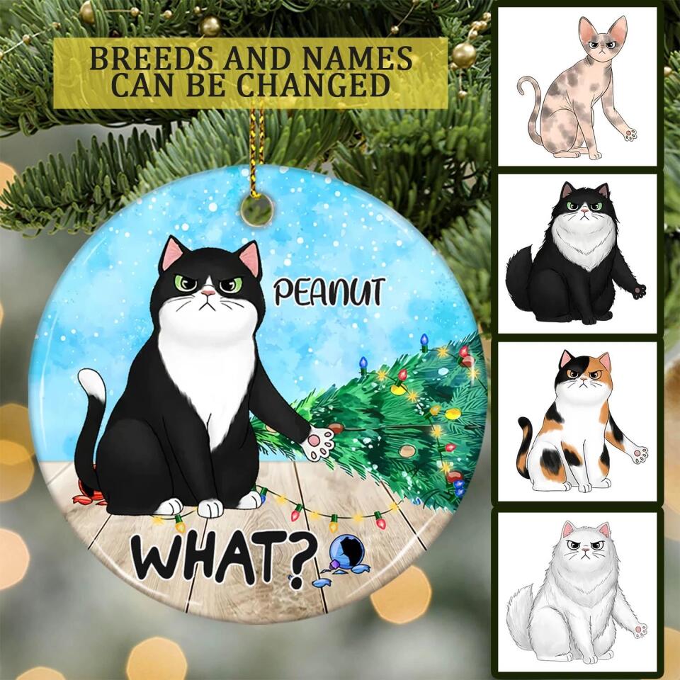 What The Cat Christmas Tree - Personalized Cat Breed Ornament