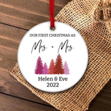 Our First Christmas As Mrs & Mrs 2022 - Ceramic/Aluminium Ornament - Personalized Name - Christmas Gift for Lesbian Couple - 210ICNNPOR041