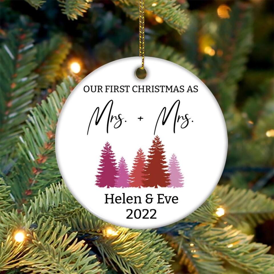 Our First Christmas As Mrs And Mrs Custom Ornament Christmas Gift For Lesbian Couple