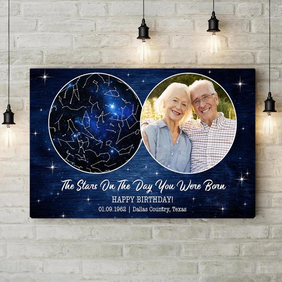 The Stars On The Day You Were Born Custom Canvas Poster Birthday Gifts For Him For Her