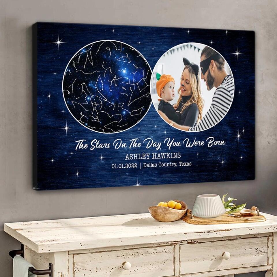 The Stars On The Day You Were Born - Personalized Star Map Canvas Poster - Wall Art Home Decor - Best Birthday Gifts for Girls Boys Dad Mom Wife Husband - 209IHPNPCA341
