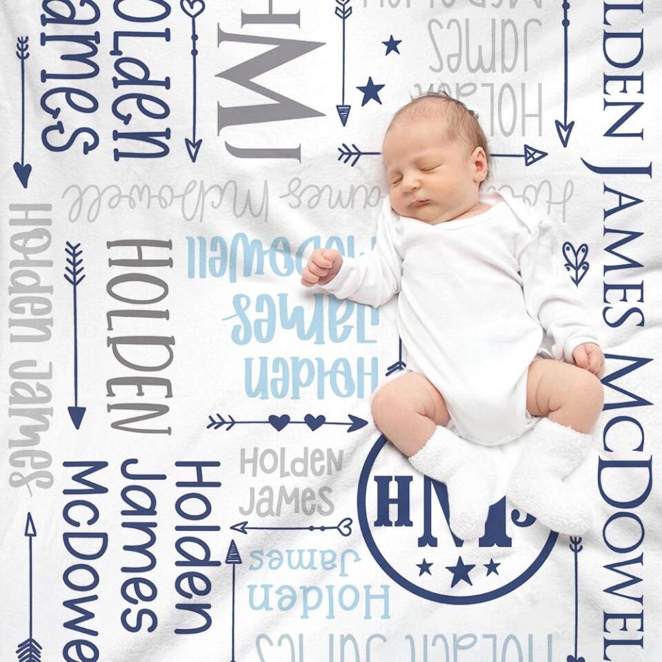 Personalized Gift for Baby- Birthday Gift, Full month baby Gift - Custom Name Fleece Blanket - 209IHNBNBL548