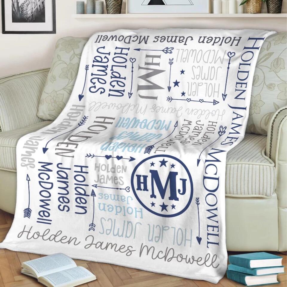 Personalized Gift for Baby- Birthday Gift, Full month baby Gift - Custom Name Fleece Blanket - 209IHNBNBL548
