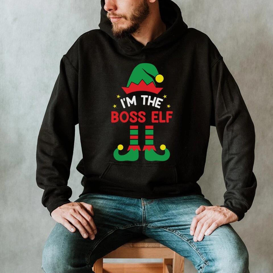 Elf Matching Family Tshirt Christmas Gift - I'm the Boss Elf - Funny Xmas Gift for Boss