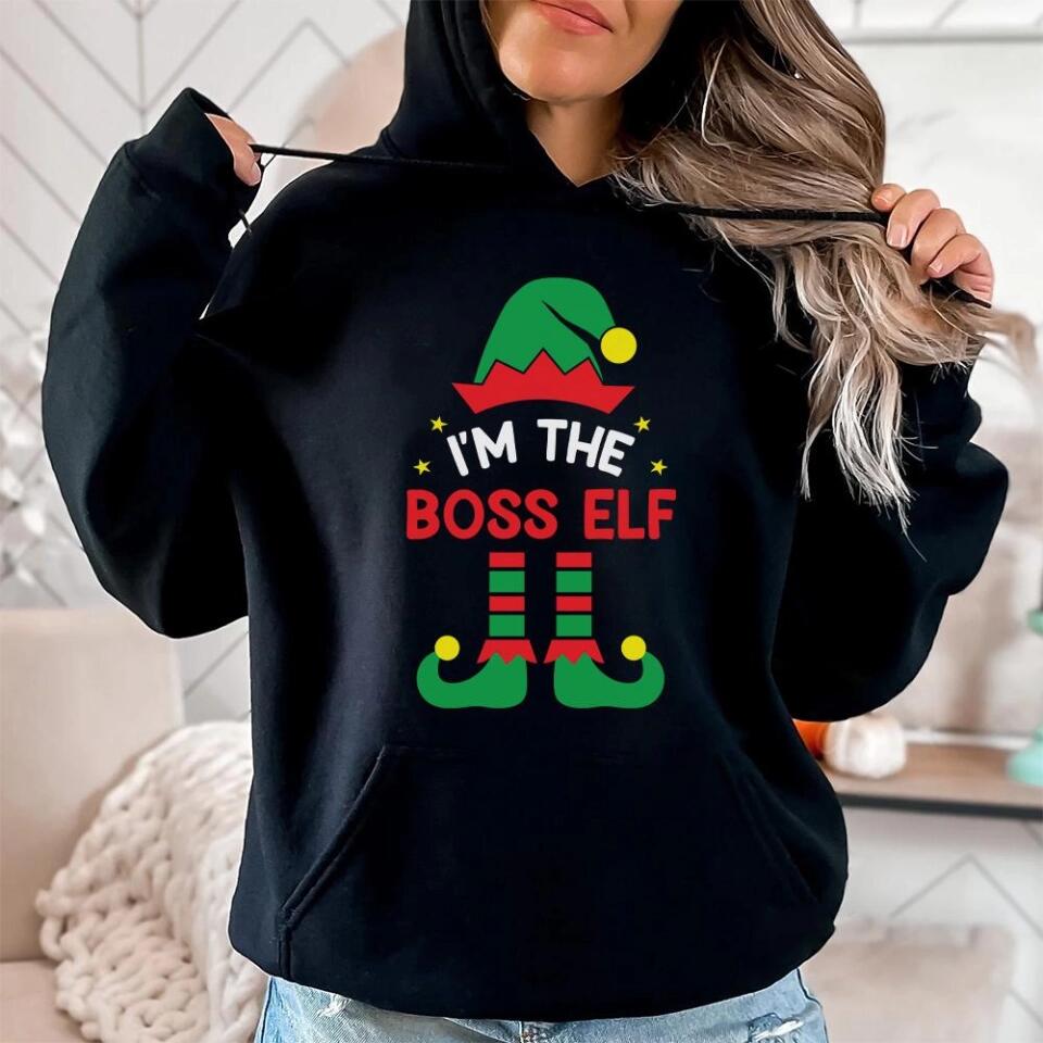 Elf Matching Family Tshirt Christmas Gift - I'm the Boss Elf - Funny Xmas Gift for Boss