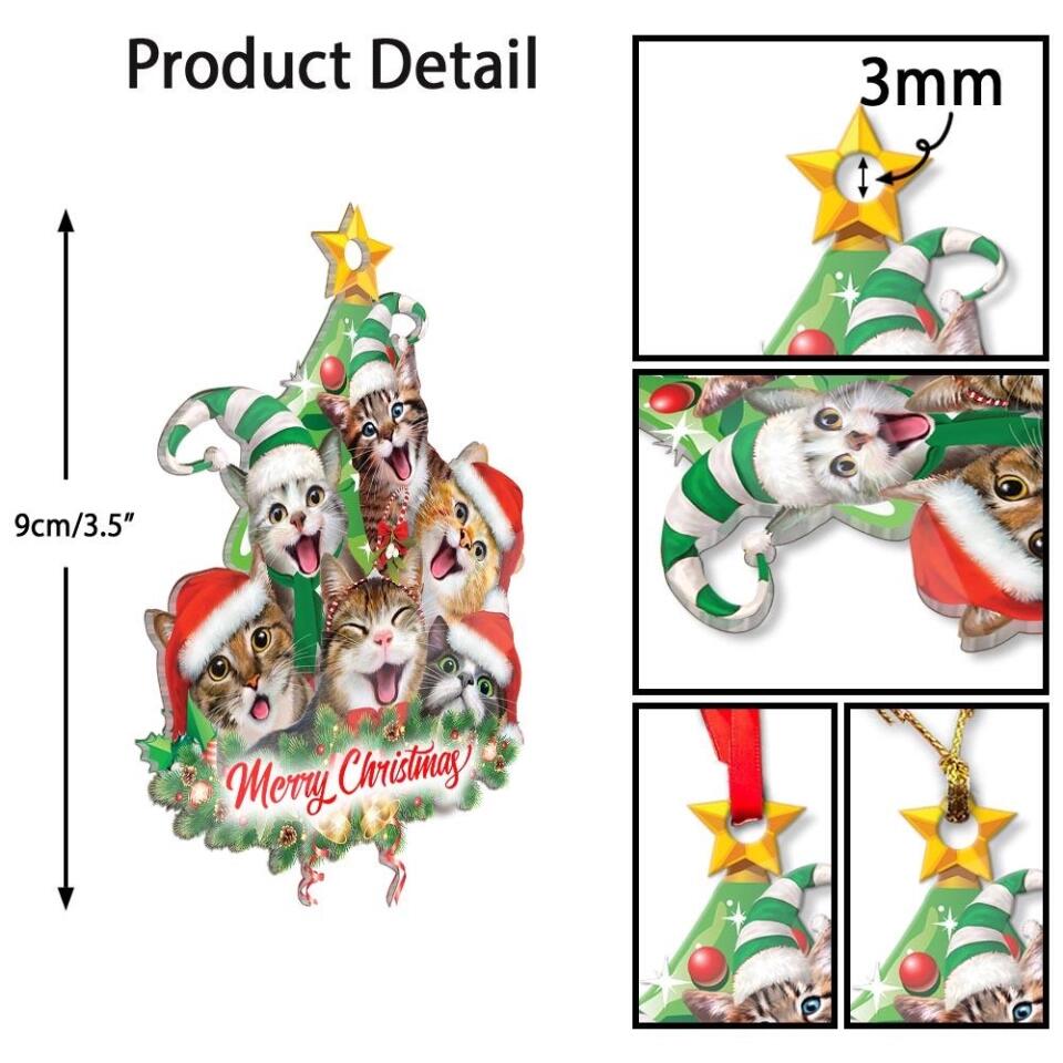 Christmas with Cat - Decor Home, Cat Ornament - Personalized Ornament