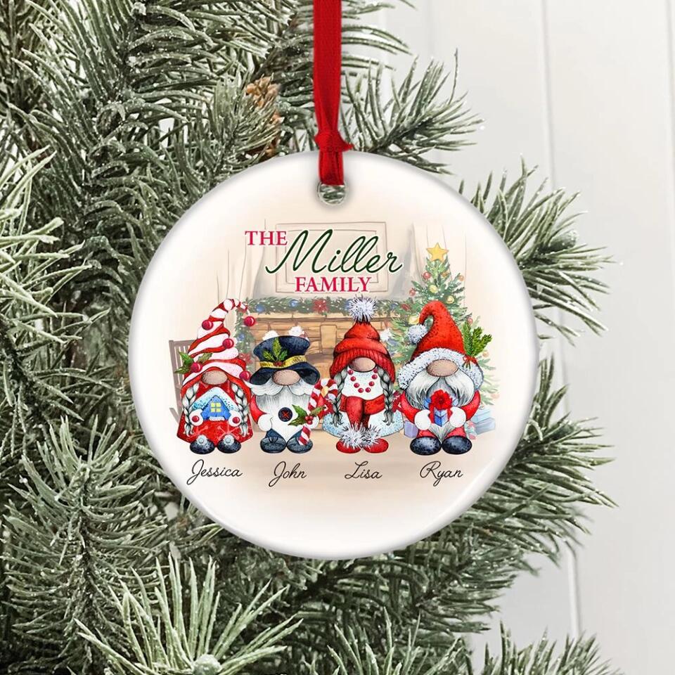 The Gnome Family Personalized Ceramic Ornament Gift For Christmas For Family