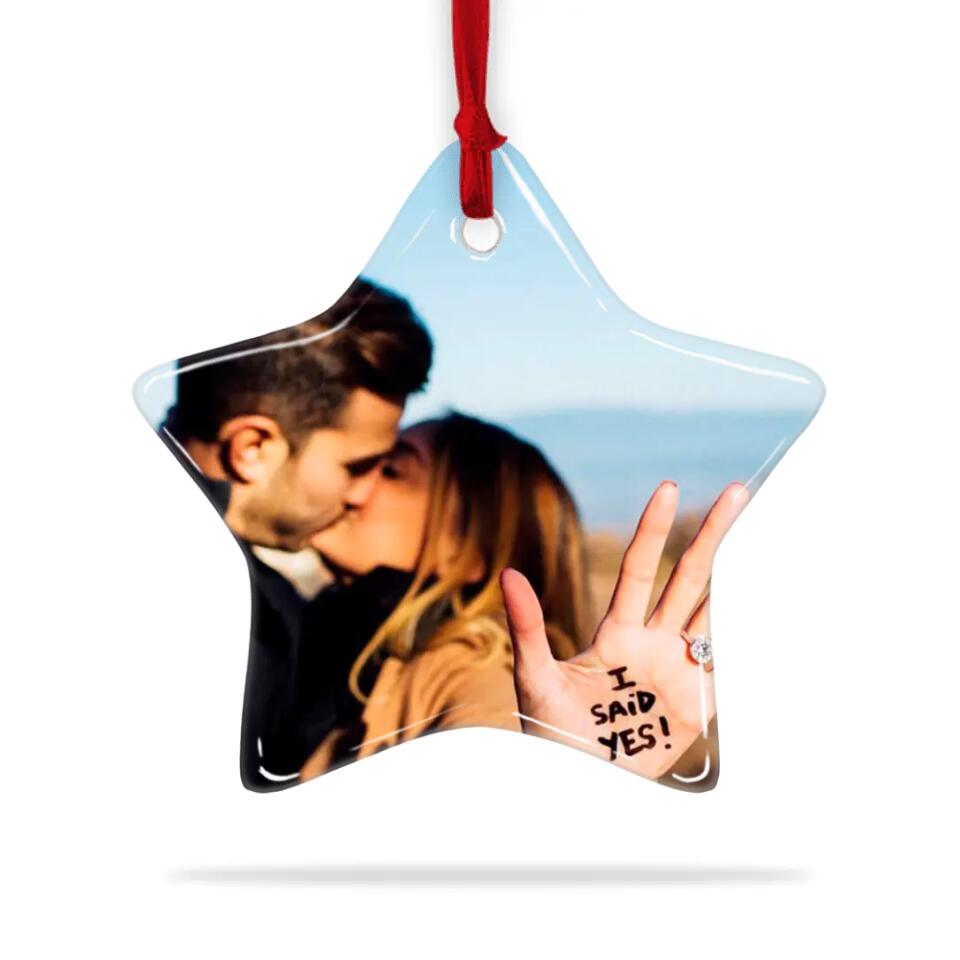 The Start Of Us - Personalized Photo Ceramic Ornament - Gift For Him, Her